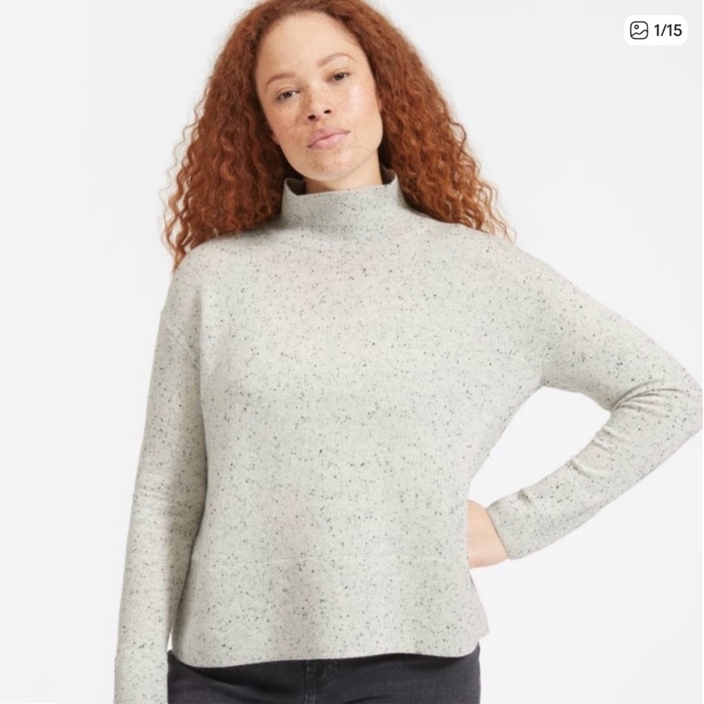 Everlane Cashmere Boxy Gray Speckled Turtleneck Sweater XXS